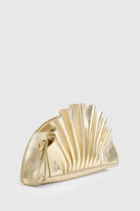 Metallic Ruffle Clutch Bag | boohoo (US & Canada)