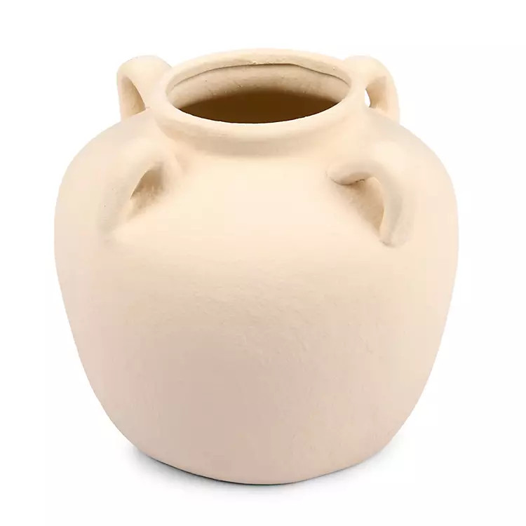 Ivory Ceramic Jug Vase with Four Handles, 8 in. | Kirklands Home | Kirklands