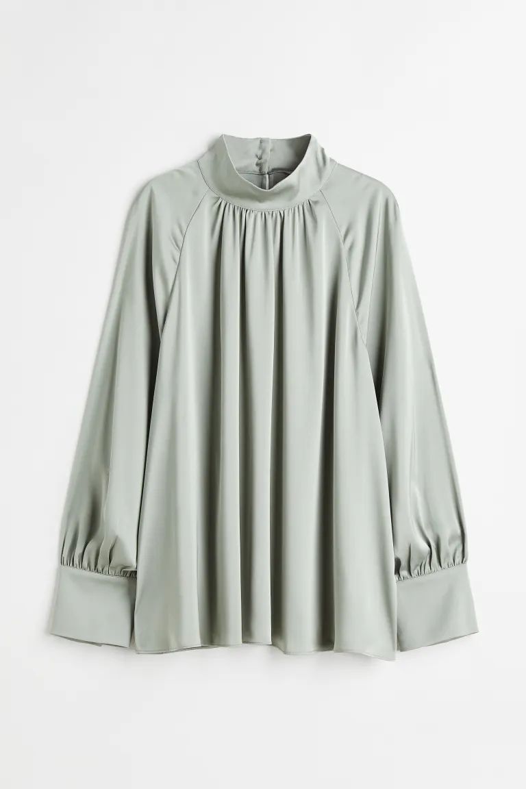 Satijnen blouse met ballonmouwen | H&M (DE, AT, CH, NL, FI)