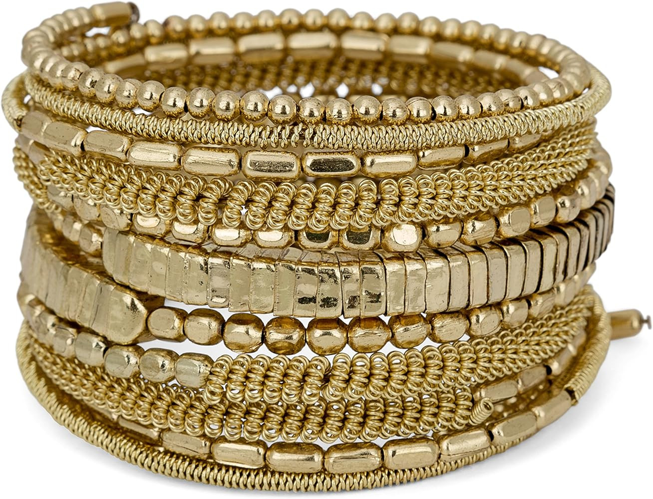 SPUNKYsoul Handmade Bohemian Multi-Color Beaded Coil Bracelet – Comfortable, Adjustable Boho Wr... | Amazon (US)