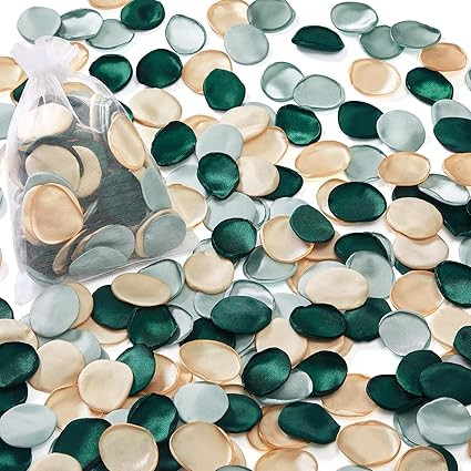 Serwalin 300Pcs Silk Rose Petals Flower Petals for Weddings Proposal Green Gold Petals Flower Gir... | Amazon (US)
