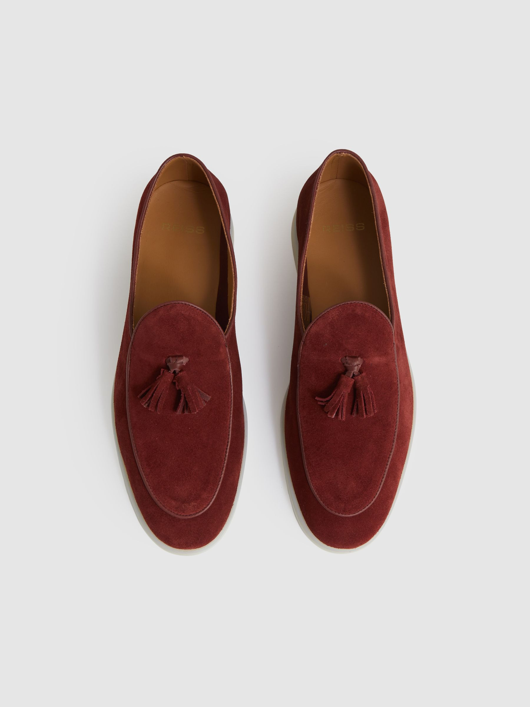 Reiss Suede Tassel Loafers in Maroon Red | REISS | Reiss US
