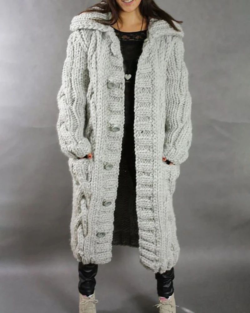 Plus Size Thick Twisted Long Sweater Cardigan | Zeagoo
