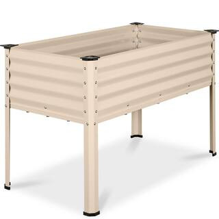 48 in. x 24 in. x 30 in. Beige Rectangle Galvanized Steel Raised Garden Bed Planter Box | The Home Depot