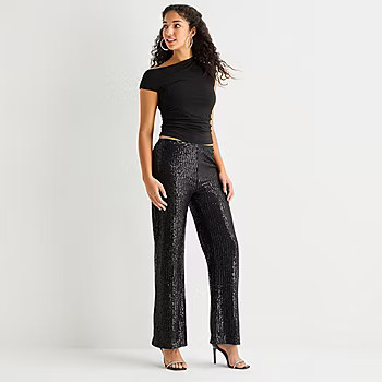 new!Forever 21 Womens Juniors Straight High Rise Pull-On Sequin Pant | JCPenney