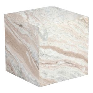TOV Furniture Keira 15" Square Marble Side Table in Cream | Cymax