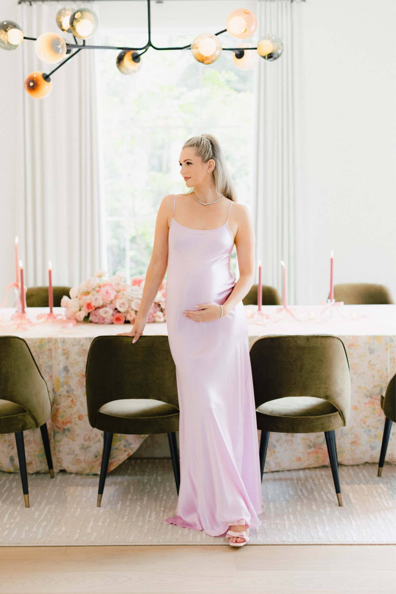 ワンピース VICTORIA BECKHAM LIGHT PINK DAMASK DRESS WITH GATHERING Victoria Beckham Light pink damask dress with gathering
