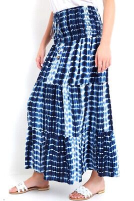 Womans AU Size 14 Blue Tie Dye 2 in 1 Maxi Skirt Dress, Shirred Waist BNWT $55 | eBay AU
