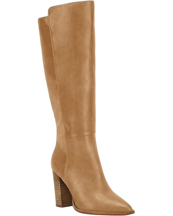 Juliet Joly Women's Wide Calf Knee High Boots Stacked Block High Heel Bootie Side Zip Pointed Toe... | Amazon (US)