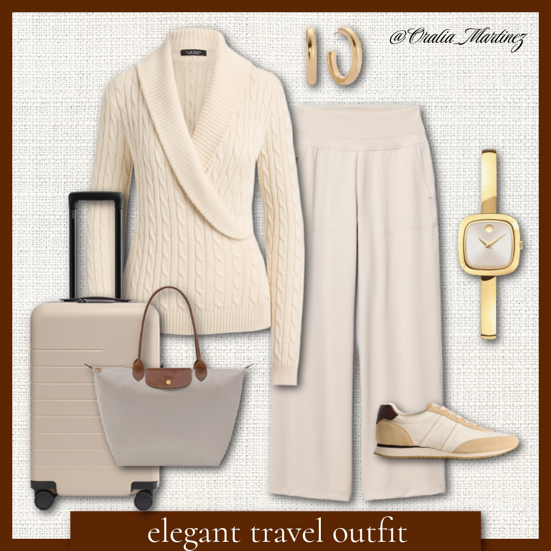 Elegant travel outfit for comfort and style. 

 #LTKMidsize #LTKPetite #LTKTravel