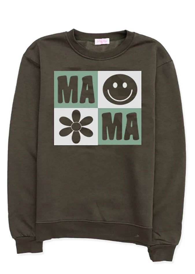 Mama Retro Olive Graphic Sweatshirt | Pink Lily