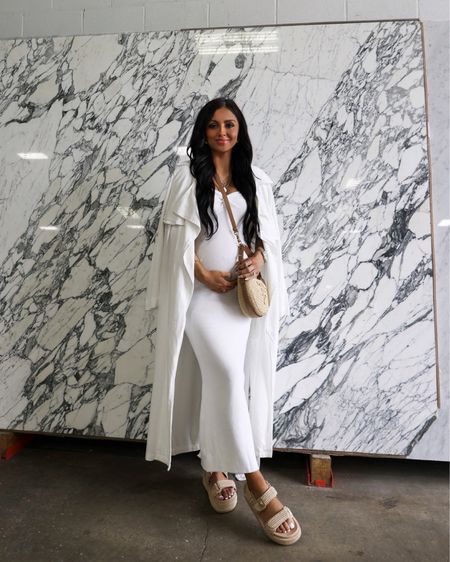 Chic summer outfit / bump friendly / maternity outfit
Amazon white knit dress wearing a small
Steve Madden sandals run TTS
Prada crochet / raffia bag


#LTKBump #LTKFindsUnder50 #LTKFindsUnder100