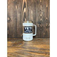 Real Yeti 24 Oz. Laser Engraved White Stainless Steel Yeti Rambler Mug Personalized Vacuum Insulated | Etsy (US)