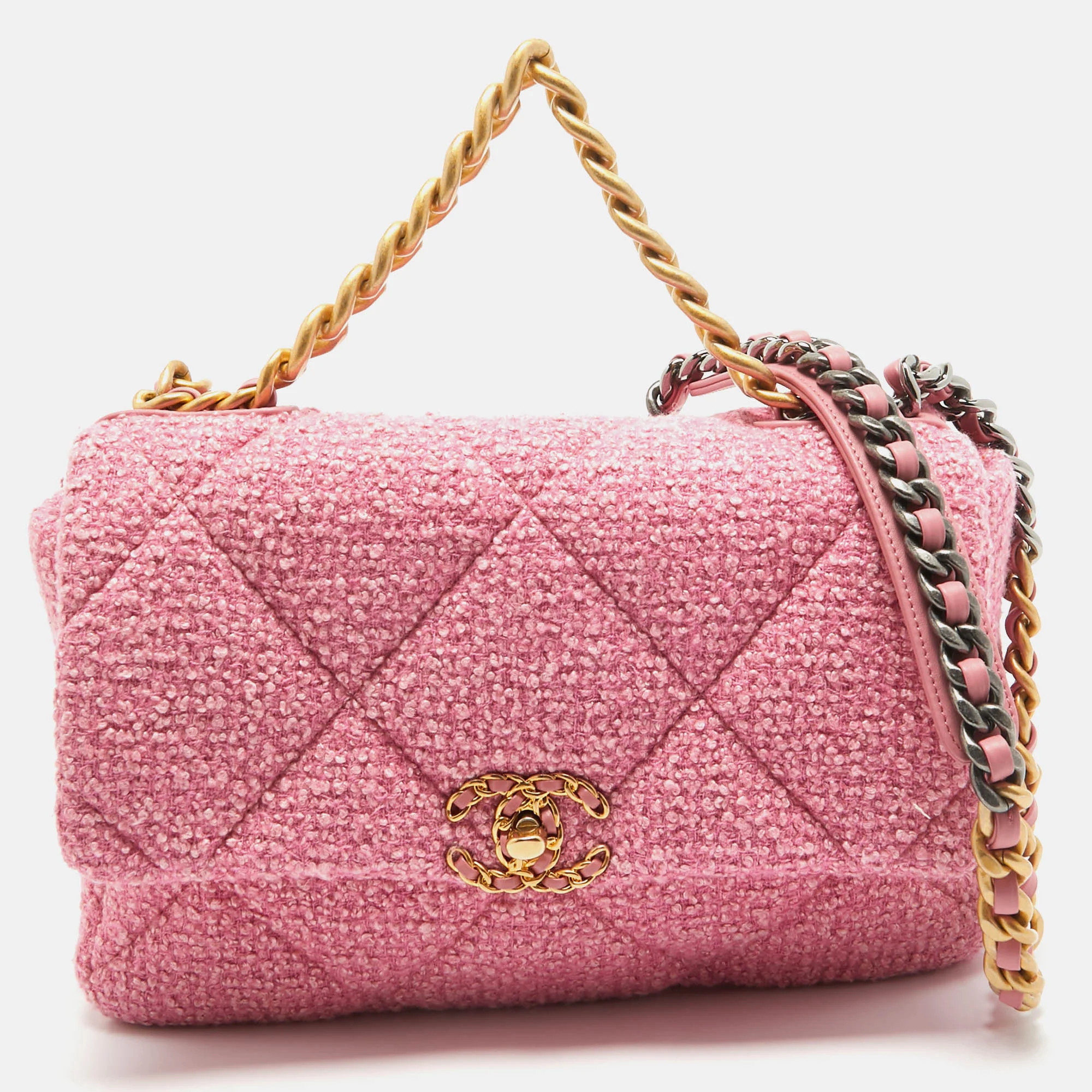 Chanel Quilted Tweed 19 Large Flap Bag | Shop Simon
