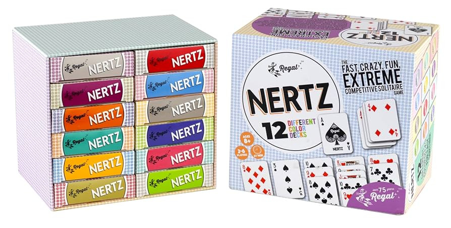 Regal Games Nertz & Solitaire Playing Cards, 12 Multi-Colored Poker Decks 2.5" x 3.5", 310 GSM Li... | Amazon (US)