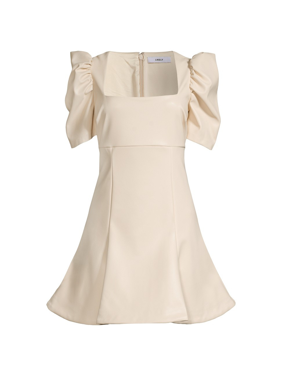 Women's Alia Faux Leather Puff-Sleeve Minidress - Ivory - Size 8 | Saks Fifth Avenue