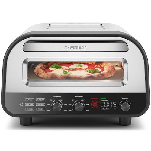 CHEFMAN Indoor Pizza Oven - Makes 12 Inch Pizzas in Minutes, Heats up to 800°F - Countertop Electric Pizza Maker with 5 Touchscreen Presets, Pizza Stone and Peel Included - Stainless Steel | Amazon (US)