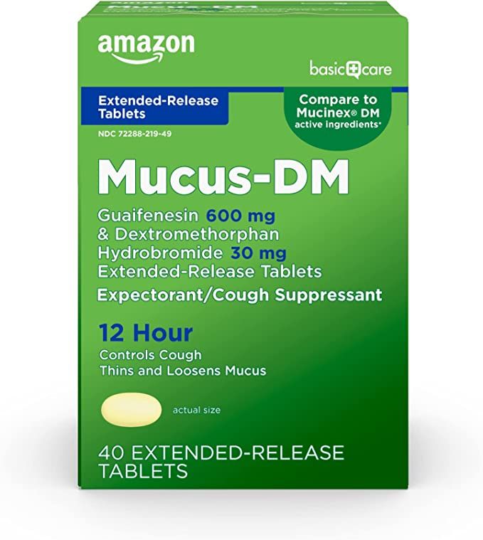 Amazon Basic Care Mucus DM Guaifenesin and Dextromethorphan Hydrobromide Extended-Release Tablets... | Amazon (US)