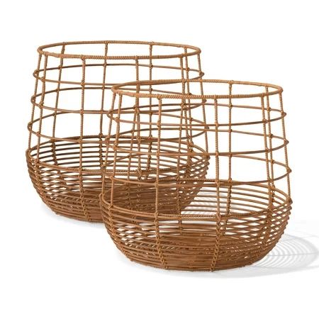 MoDRN Naturals Open Weave Poly Rattan Basket, Round, Set of 2 | Walmart (US)