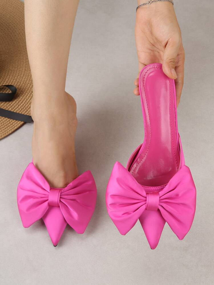 Bow Decor Point Toe Stiletto Mules | SHEIN