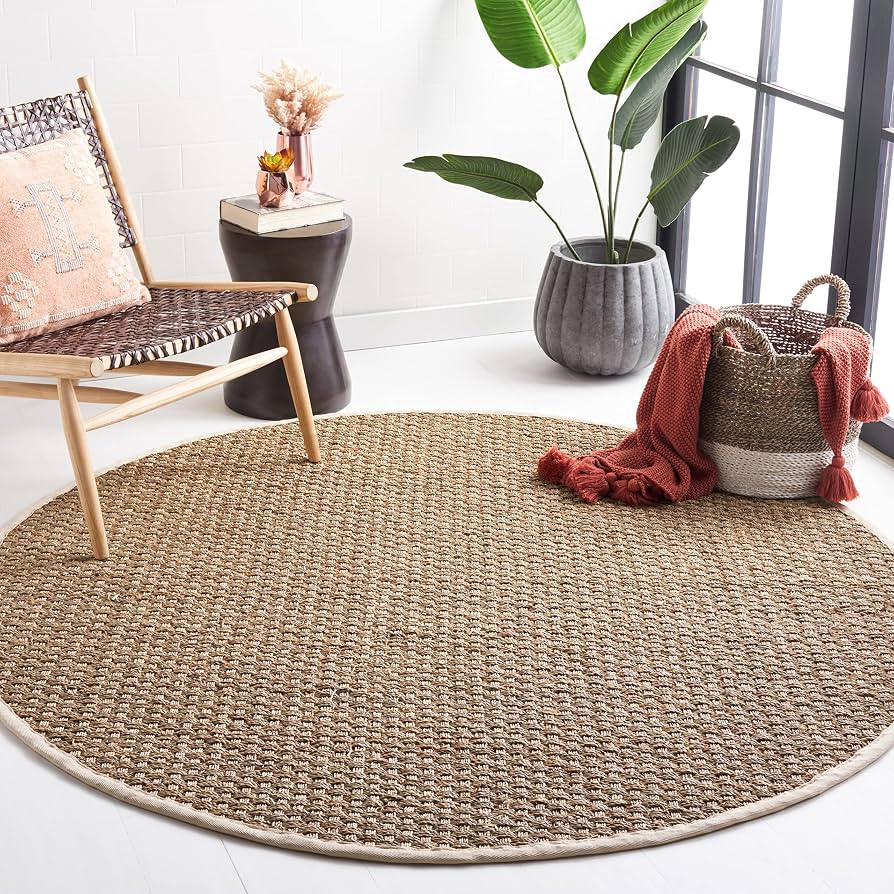 SAFAVIEH Area Rug 10' Round - Natural Fiber Collection - Large - Natural & Ivory, Seagrass, Baske... | Amazon (US)