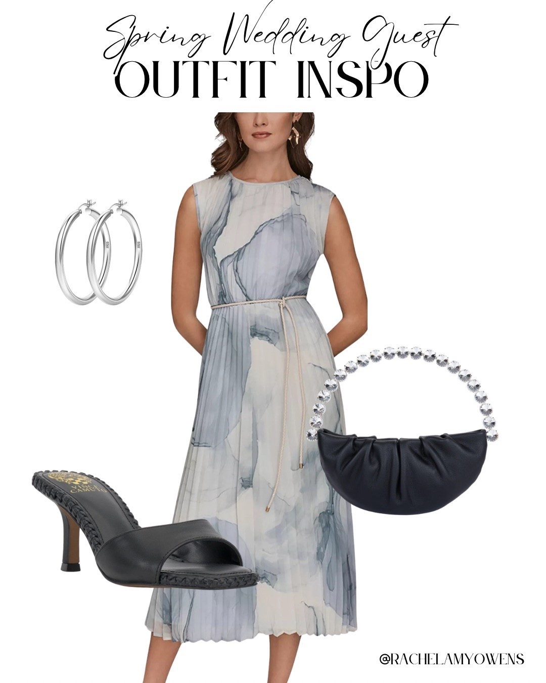 Pleated Florals & Crystal Details! 🥂

Embrace the spring wedding season with this effortlessly elegant guest look! 🩵

I am obsessed with the statement piece: a stunning pleated midi dress featuring a dreamy, abstract blue and cream watercolor print. I love how the delicate rope belt cinches the waist for a flattering silhouette. Finish the look with sophisticated edge: black woven-sole heeled mules, a chic ruched handbag with a crystal-embellished handle, and classic silver hoop earrings for the perfect polished touch!

#OOTD
#WeddingGuestStyle
#SpringWedding
#MidiDress
#PleatedDress
#WatercolorPrint
#HeeledMules
#CrystalBag
#SilverHoops
#ElegantStyle
#FormalOutfit
#LTKWedding
#OccasionWear
#SpringFashion
#StylingInspo

#LTKootd #LTKspring #LTKWedding