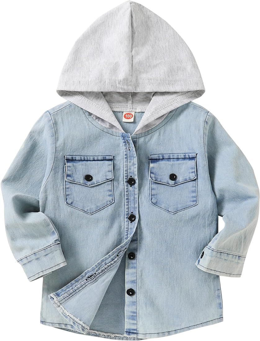 YOUNGER TREE Toddler Boy Girl Clothes Long Sleeve Button Down Shirt Fall Winter Kids Jacket Hoodi... | Amazon (US)