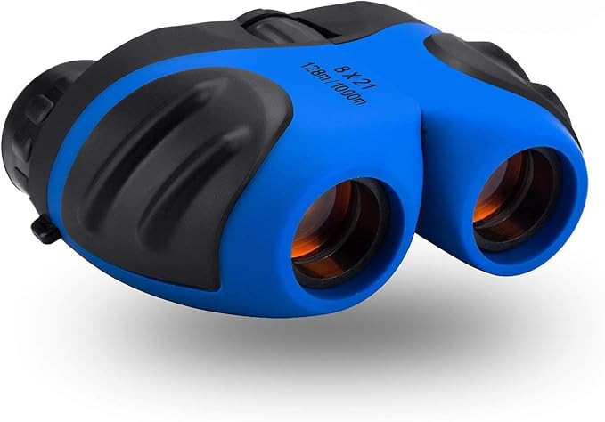 mom&myaboys 8x21 Compact Shock Proof Binoculars for Kids -Best Toys or Gifts-(Blue) | Amazon (US)
