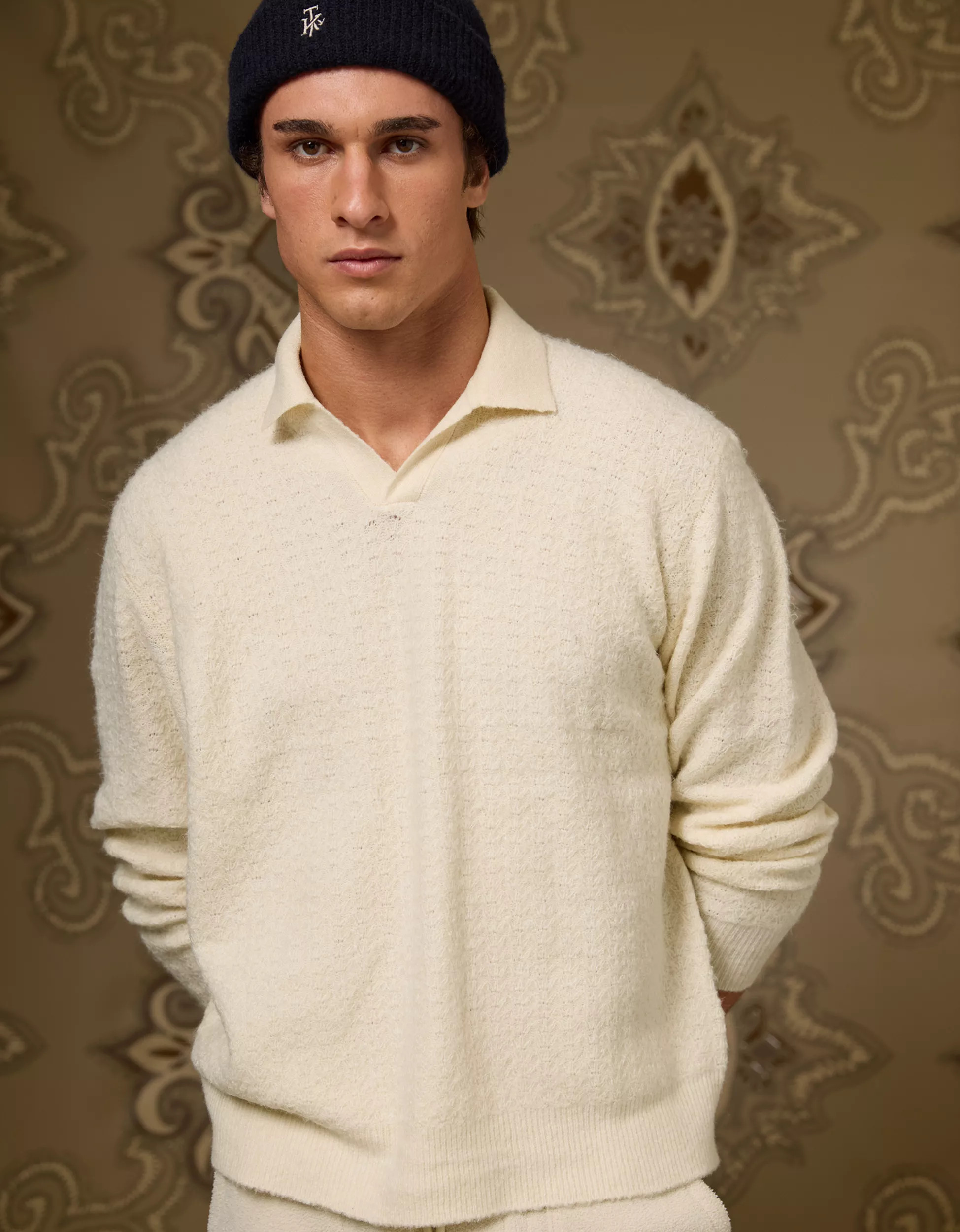 AE x Tru Kolors Long Sleeve Sweater Polo | American Eagle Outfitters (US & CA)