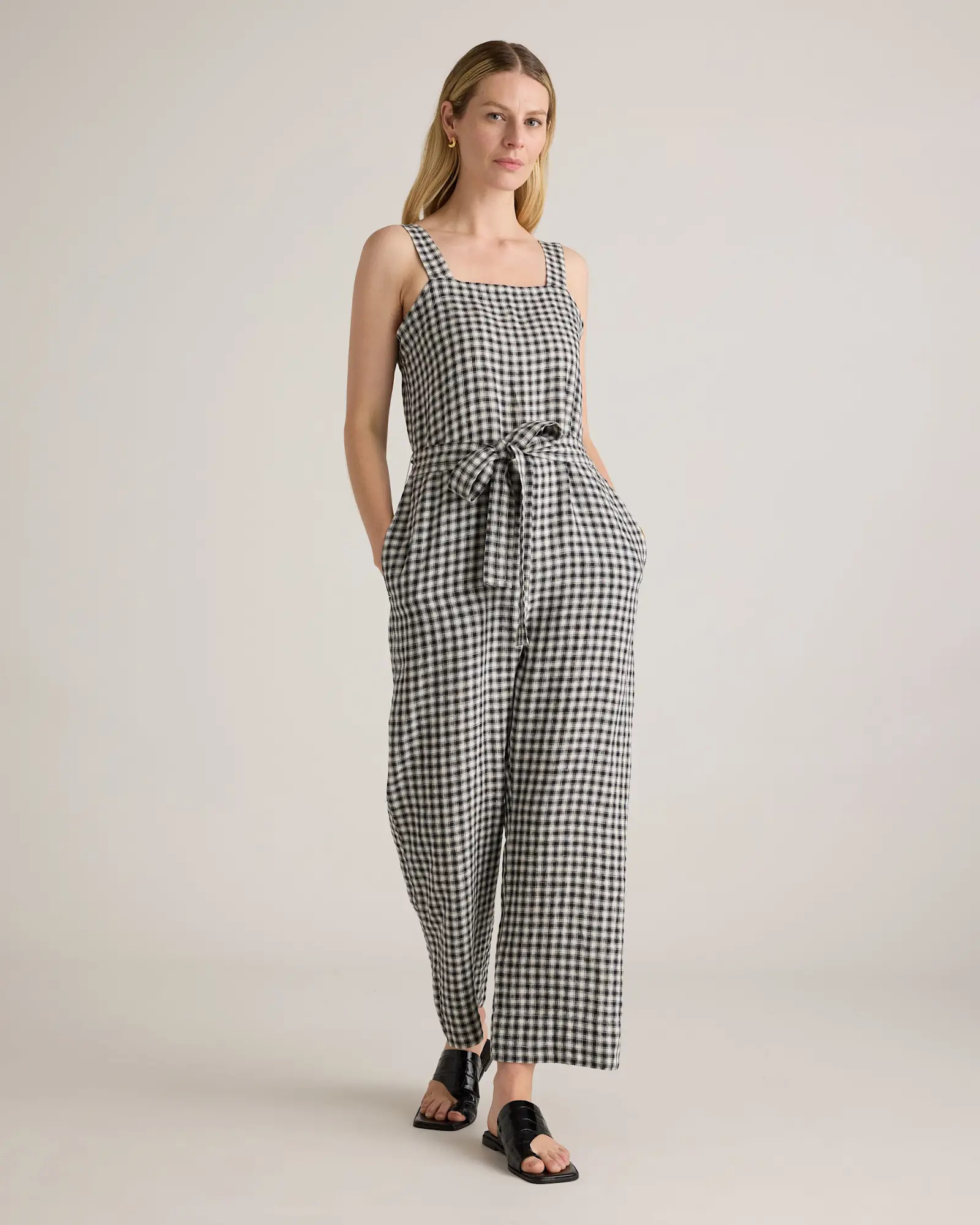 100% European Linen Square Neck Jumpsuit | Quince