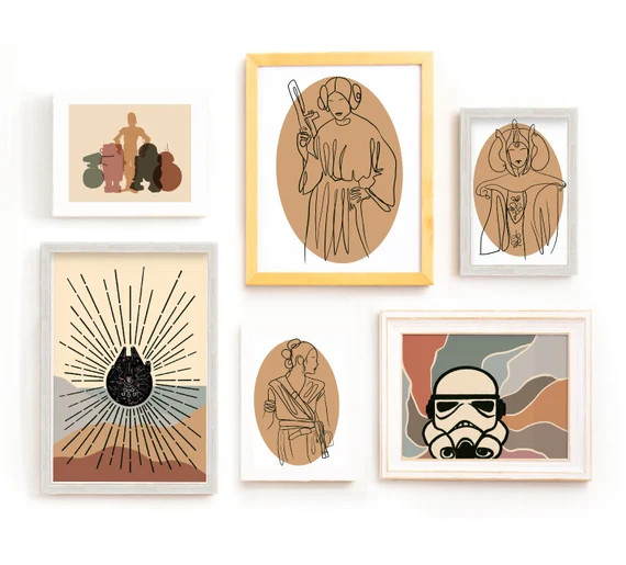 Star Wars Boho Mid Century Modern Girl Art Padme Amidala - Etsy | Etsy (US)