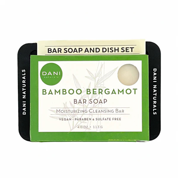 Bar Soap with Soap Dish Set, Bamboo Bergamot | DANI Naturals