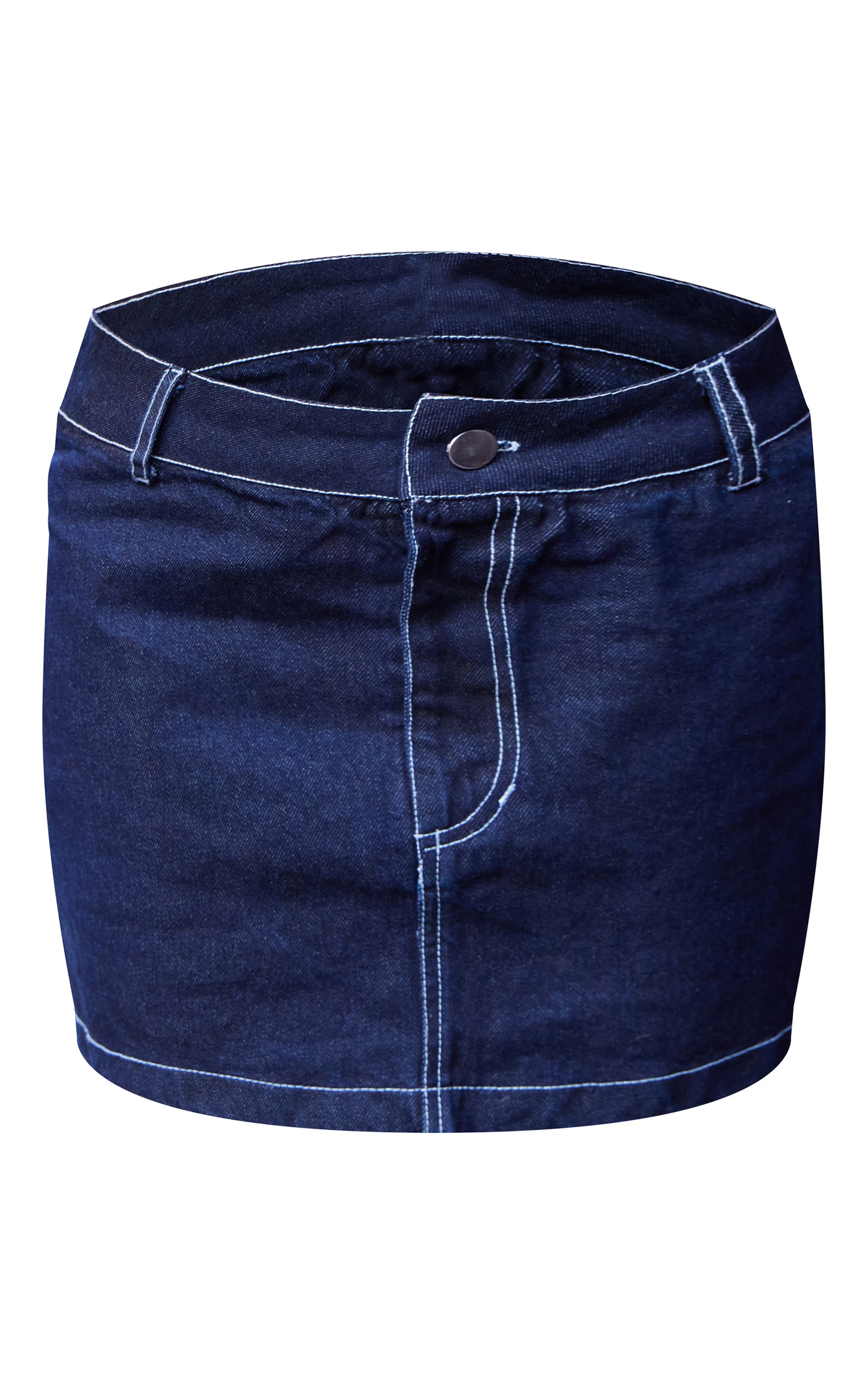 Raw Indigo Wash Contrast Stitch Denim Mini Skirt | PrettyLittleThing UK