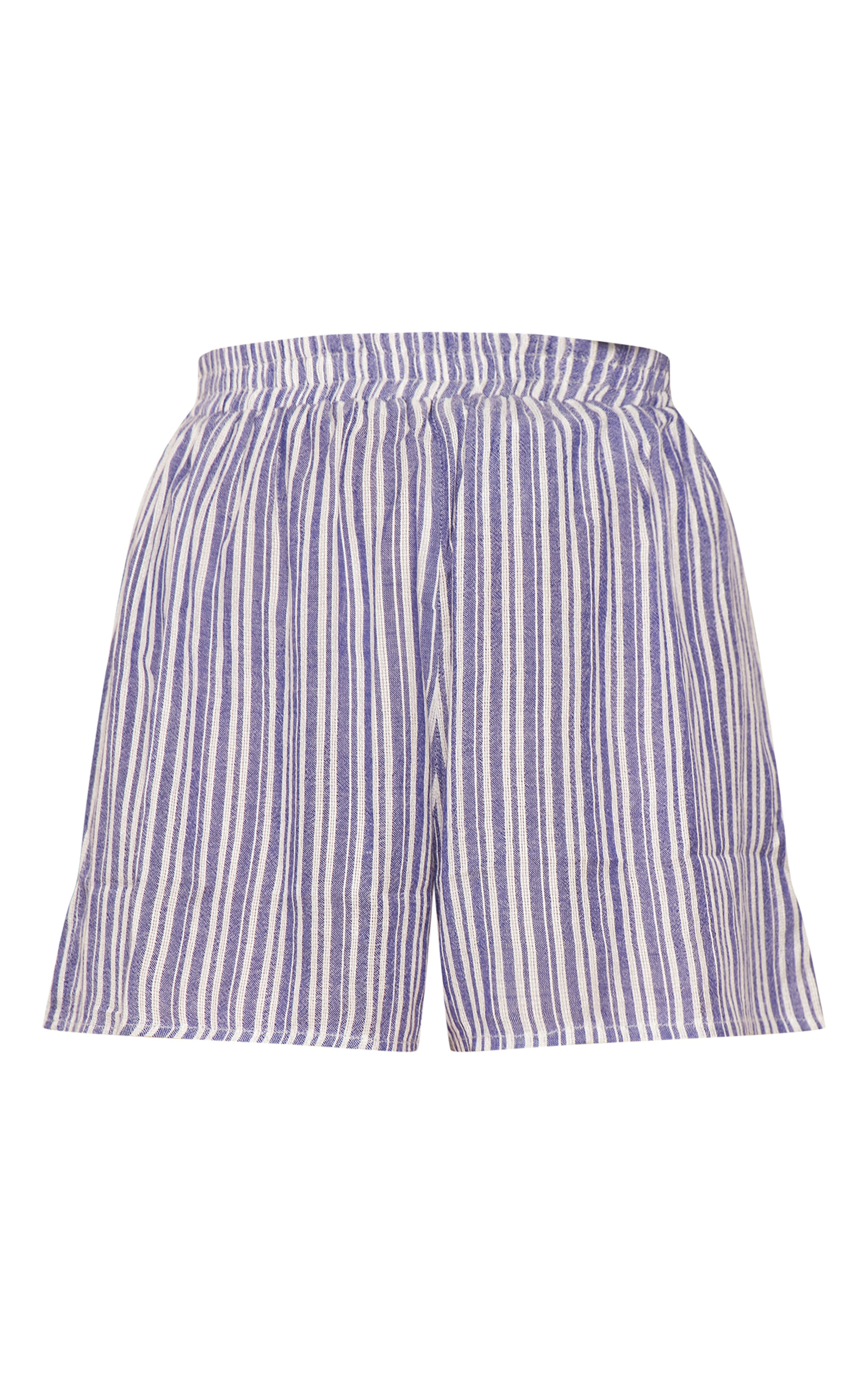 Blue Stripe Cotton Elasticated Floaty Short | PrettyLittleThing US