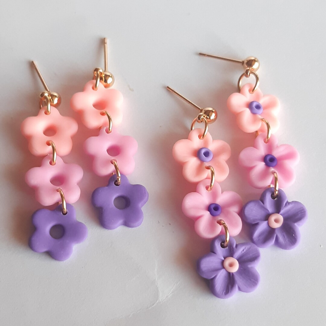 Clay earrings, polymer clay jewelry, pastel earrings, light earrings, pink earrings, rainbow earr... | Etsy (NL)