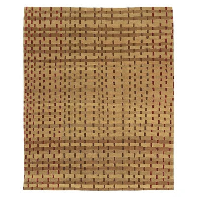 Rag Striped Hand-Knotted Wool/Silk Beige/Brown/Red Area Rug | Wayfair North America