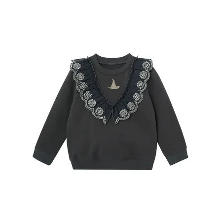 Modern Moments Toddler Girl Elphaba Wicked Eyelet Ruffle Sweatshirt, Sizes 12 Months - 5T | Walmart (US)