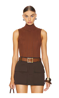 House of Harlow 1960 x REVOLVE Katerina Sleeveless Turtleneck in Brown from Revolve.com | Revolve Clothing (Global)