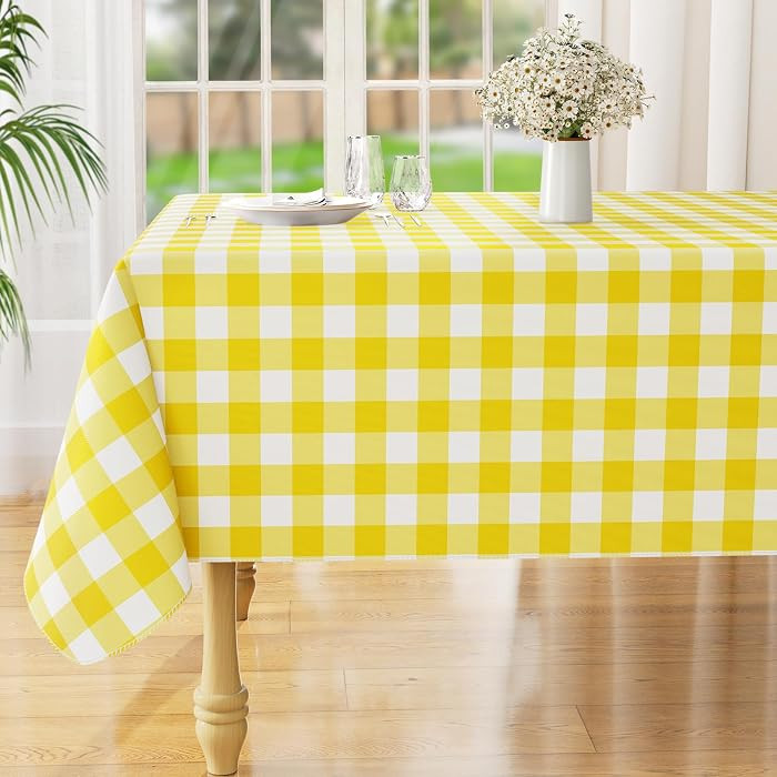 misaya Rectangle Waterproof Vinyl Table Cloth, Buffalo Flannel Backed Tablecloth, Wipeable Plasti... | Amazon (US)