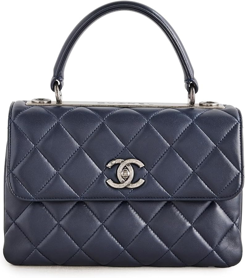 CHANEL Women's Pre-Loved Navy Lambskin Trendy CC Top Handle Bag | Amazon (US)