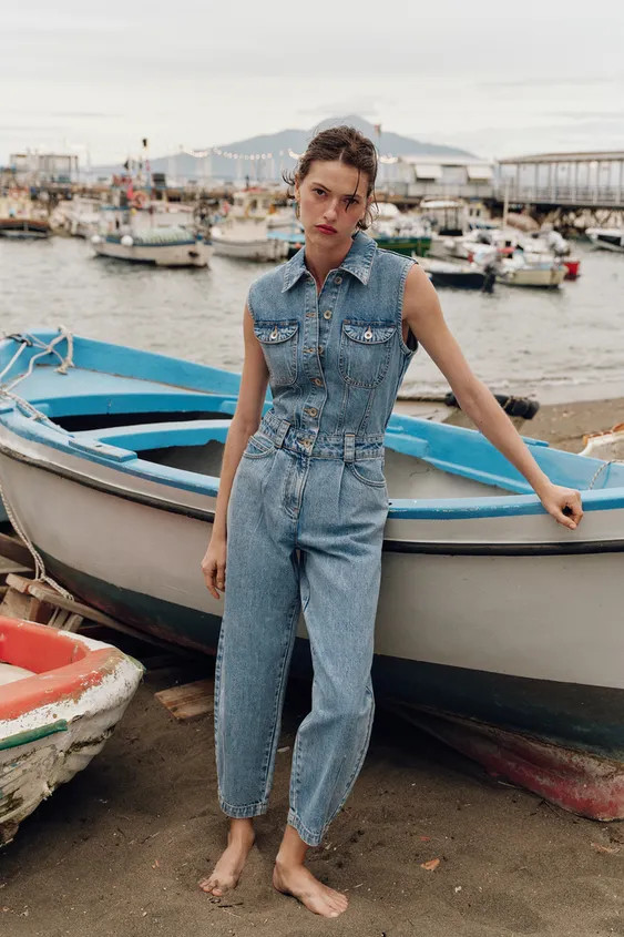 Z1975 BALLOON LEG DENIM JUMPSUIT | Zara US