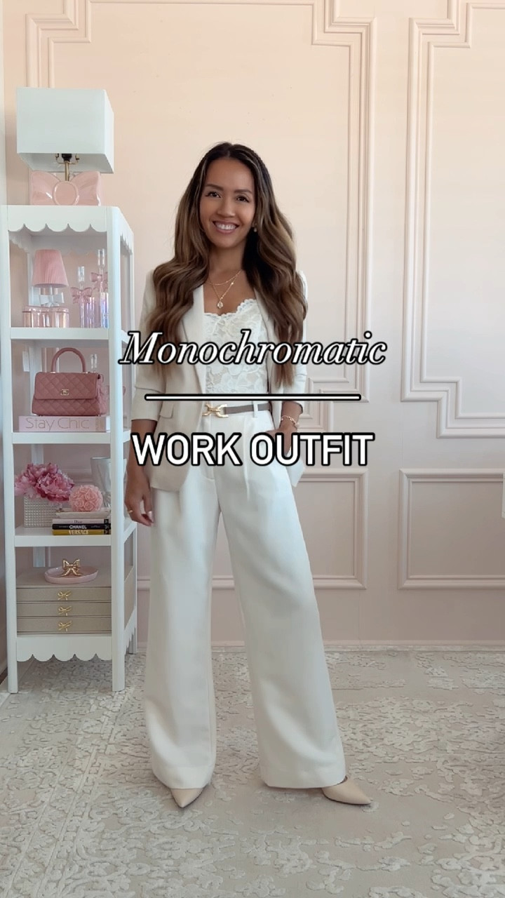 Yes you can wear white after Labor Day! Monochromatic white work outfit!

My blazer is on sale (00 petite)

Pants - 24 petite 
Lace bodysuit - size XS

#LTKFindsUnder100 #LTKVideo #LTKWorkwear
