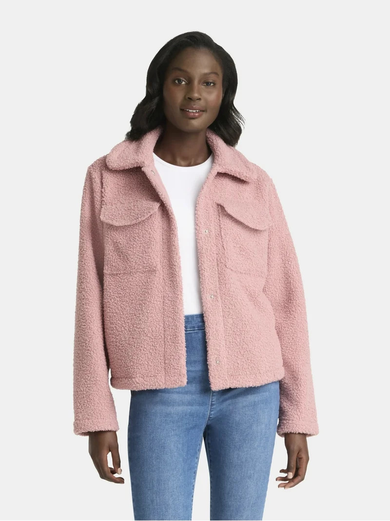 Time and Tru Women's Boucle Trucker Jacket, Midweight, Sizes XS-2X | Walmart (US)