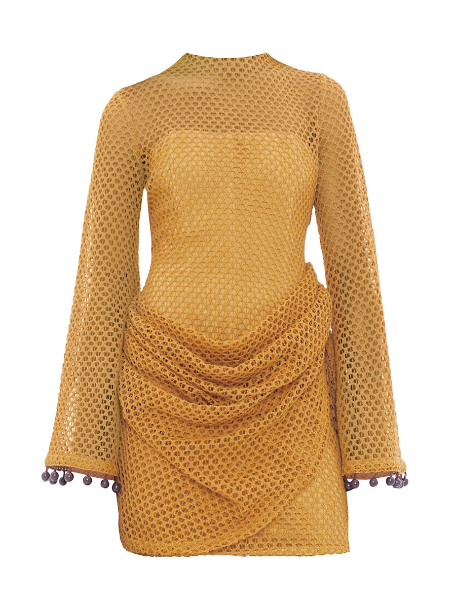 Women's Egu Crochet Minidress - Mustard - Size Small | Saks Fifth Avenue