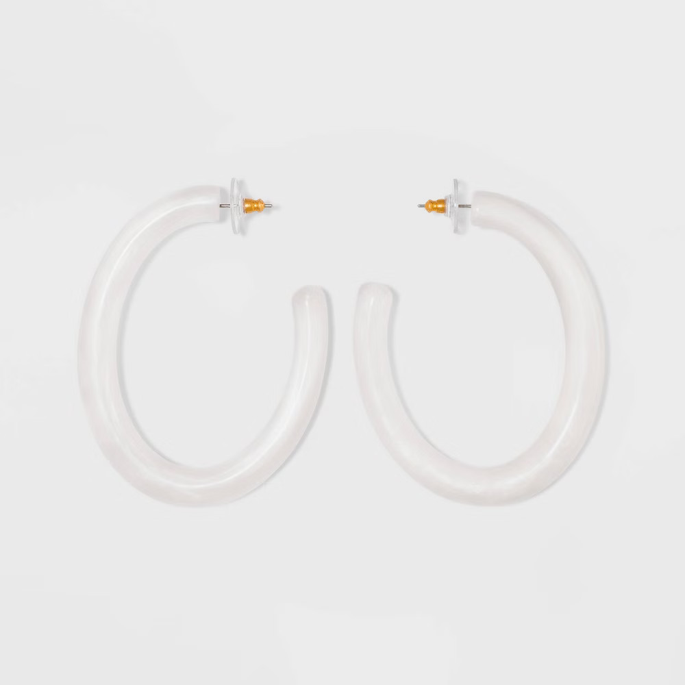 SUGARFIX by BaubleBar Chic Resin Hoop Earrings - White | Target