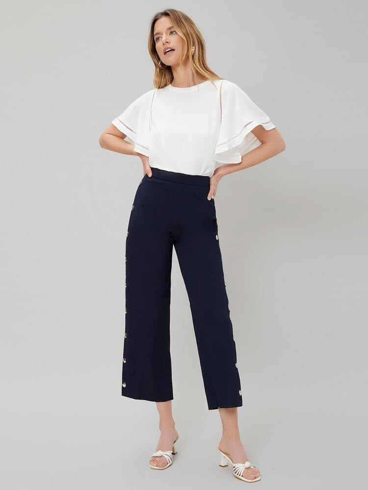 MOTF PREMIUM RELAXED FIT FLUTTER SLEEVE TOP | SHEIN
