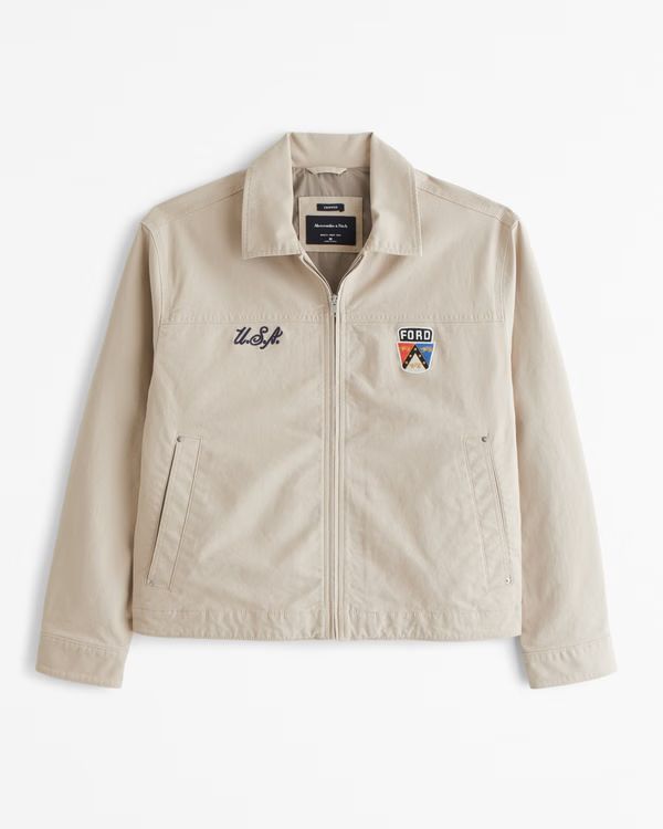 Cropped Zip Workwear Jacket | Abercrombie & Fitch (US)