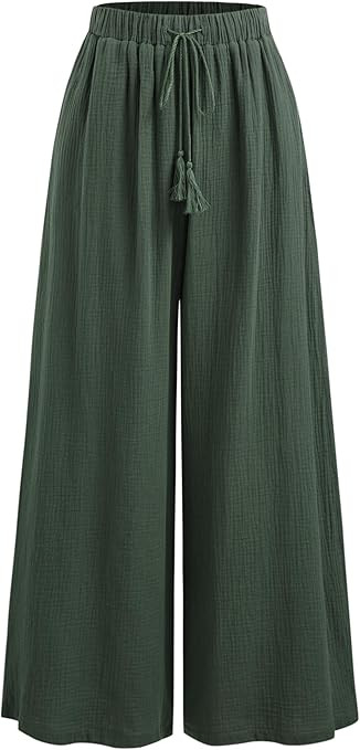 CIDER Women's High Waisted Wide Leg Pants with Pockets Drawstring Palazzo Business Casual Dress P... | Amazon (US)