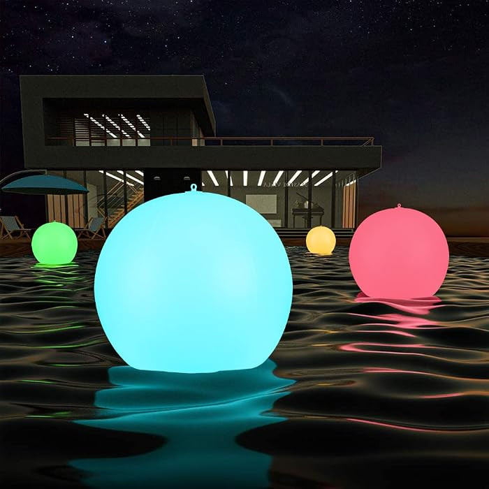 Solar Floating Pool Lights, 14 inch Solar Powered Color Changing Inflatable LED Glow Ball Light | Amazon (US)