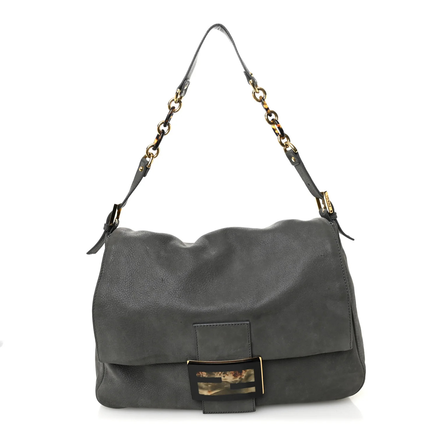Fendi Vitello Savana Big Mama Baguette Grigio Tartaruga Natural 1803641 | FASHIONPHILE (US)